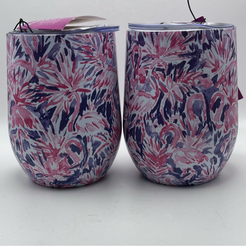 Flamingo Artisan By Lang 12 Ounce Stainless Wine Tumblers Set if 2 New with Tag‎